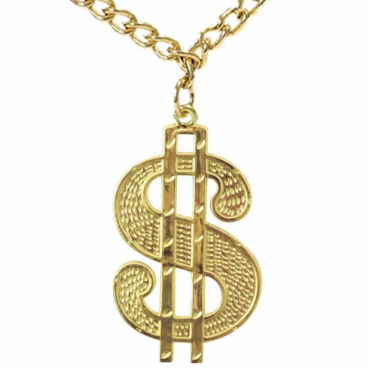 Fake gold large dollar sign neckless