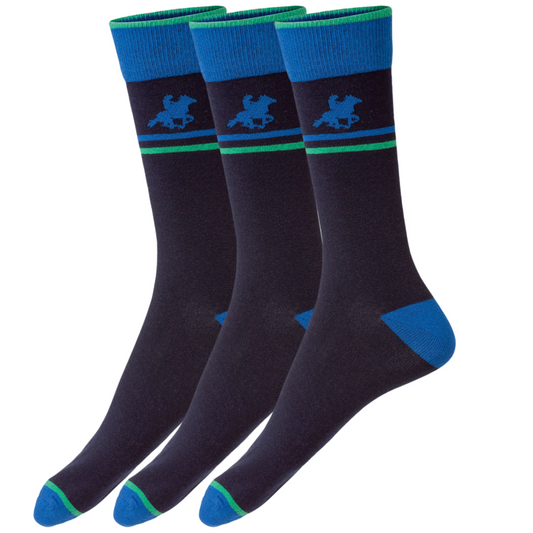 Livergy Mens Crew Socks - Navy/Green - 1 Pack of 3 - EU 39-42