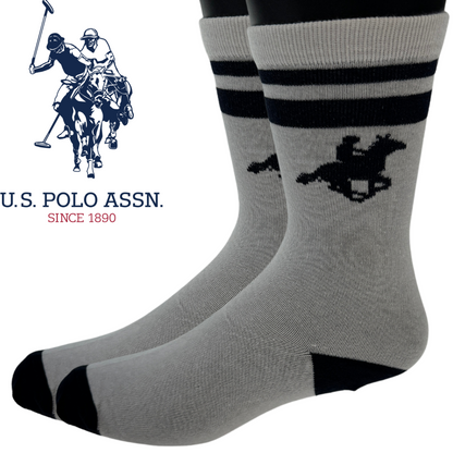 U.S. Polo Assn. Livergy Mens Crew Socks - White/Navy - 1 Pack of 3 Pairs - EU 43-46