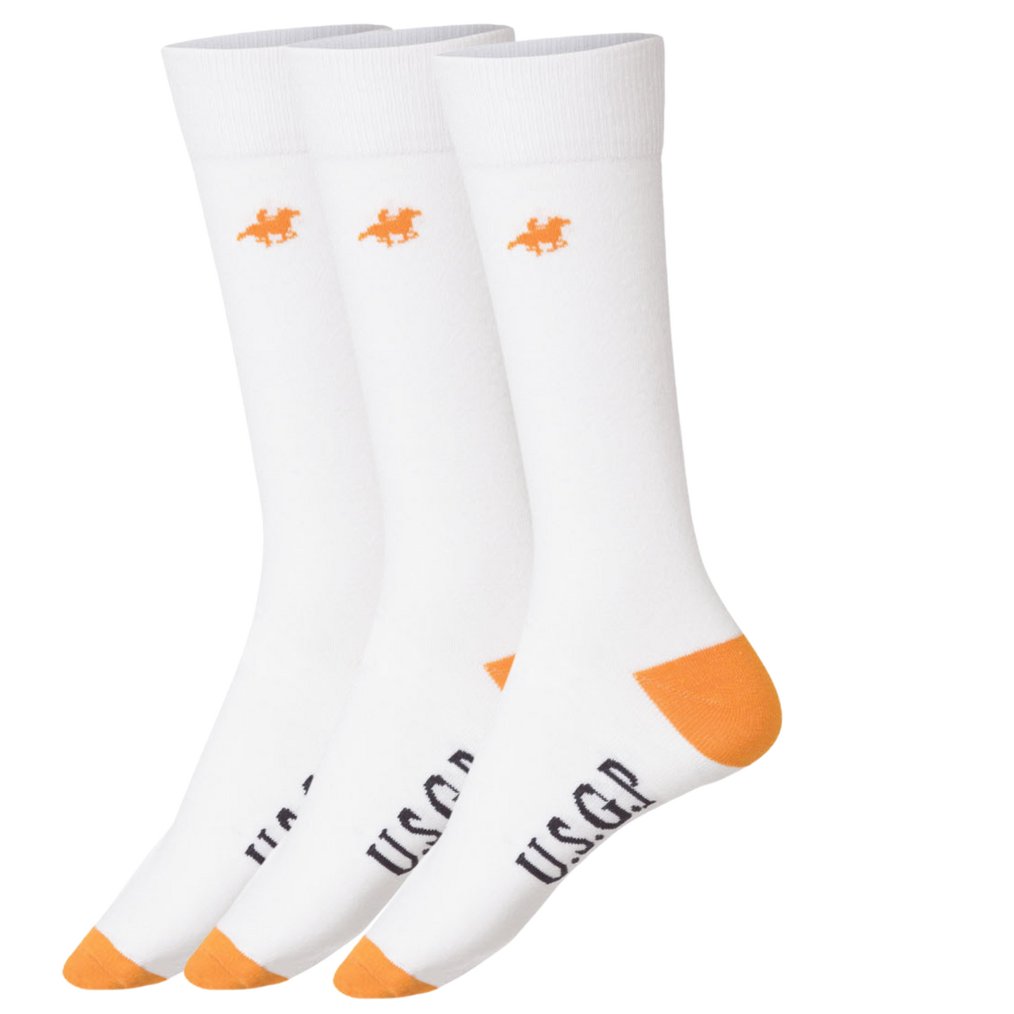 Livergy Mens Crew Socks - White/Orange- 1 Pack of 3 - EU 39-42