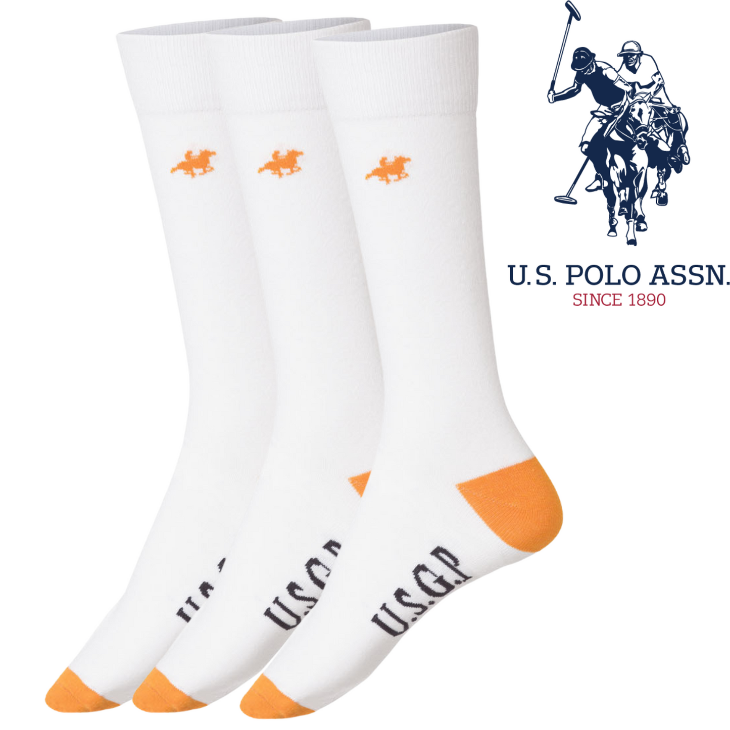 Livergy Mens Crew Socks - White/Orange- 1 Pack of 3 - EU 39-42