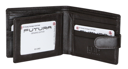 Futura Mens RFID Leather Fold Over Wallet - Brown