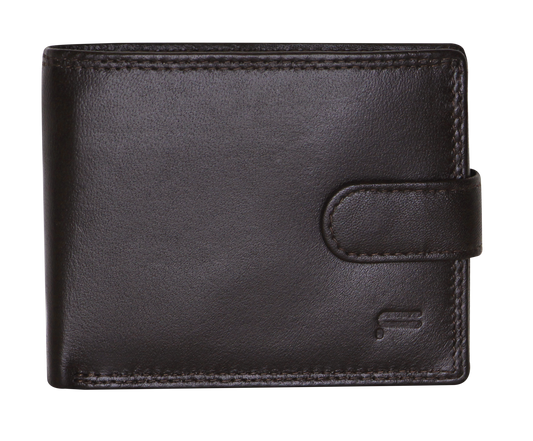 Futura Mens RFID Leather Coin Fold Over Wallet - Brown