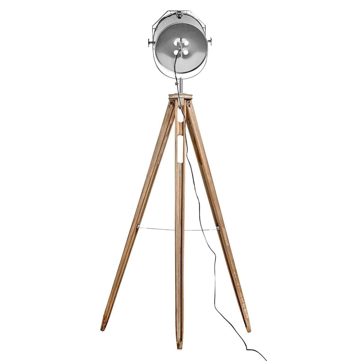 Nautical Tripod Floor Lamp Search Light Modern Chrome Head with Mesh