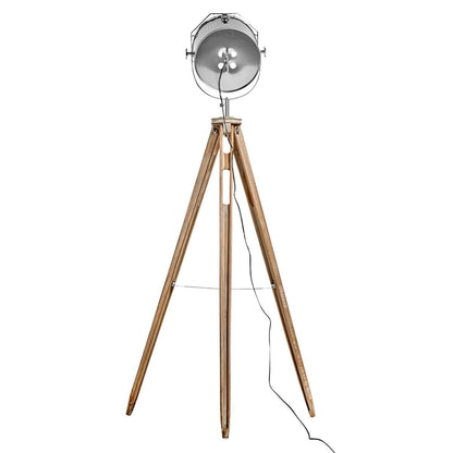 Nautical Tripod Floor Lamp Search Light Modern Chrome Head with Mesh