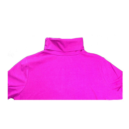 Ladies SKIVVY Womens Long Sleeve Plain Top Warm Turtleneck Cotton High Neck - Bright Purple - X-Small