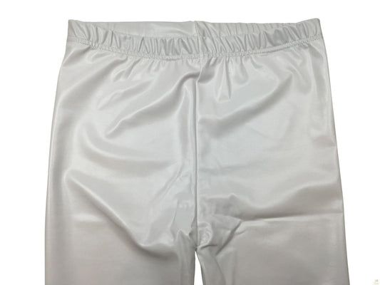 Metallic Leggings Stretchy Pants Neon Fluro Shiny Glossy Dress Up Dance Party - White