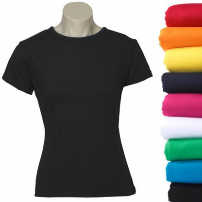 Womens Plain Ladies T SHIRT 100% COTTON Basic Tee Casual Top Size 6-24 T-Shirt - Black - 14