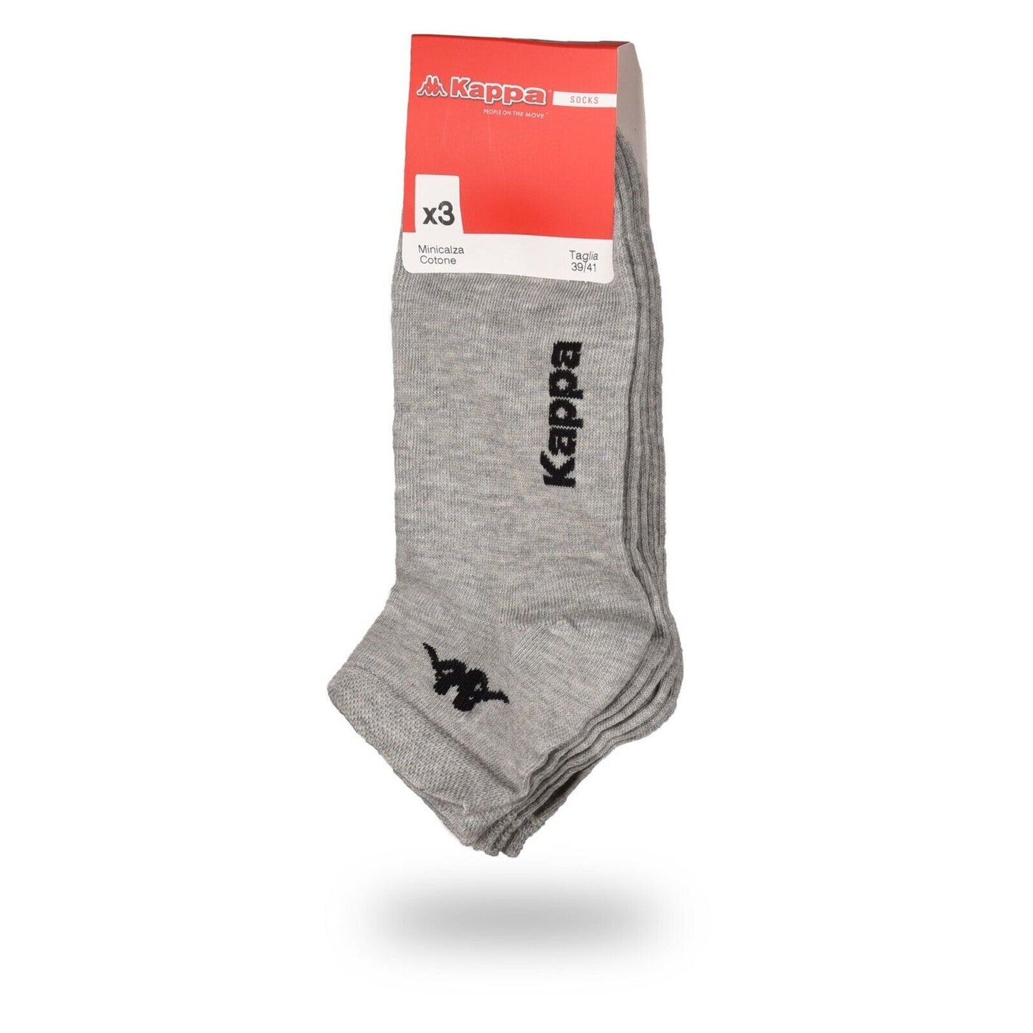 Kappa Mens Ankle Socks - Grey - 1 Pack of 3 - EU 39-41