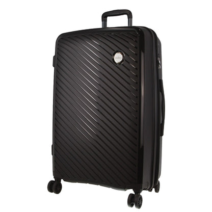 Pierre Cardin Inspired Milleni Checked Luggage Bag Travel Carry On Suitcase 75cm (124L) - Black