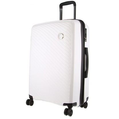 Pierre Cardin Inspired Milleni Checked Luggage Bag Travel Carry On Suitcase 65cm (82.5L) - White