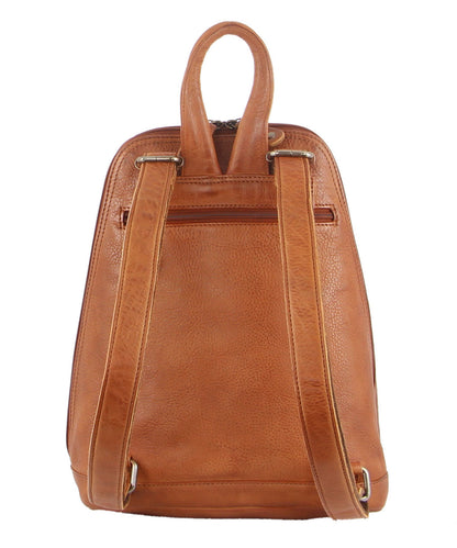 Milleni Genuine Italian Leather Soft Nappa Leather Backpack Bag Travel - Cognac