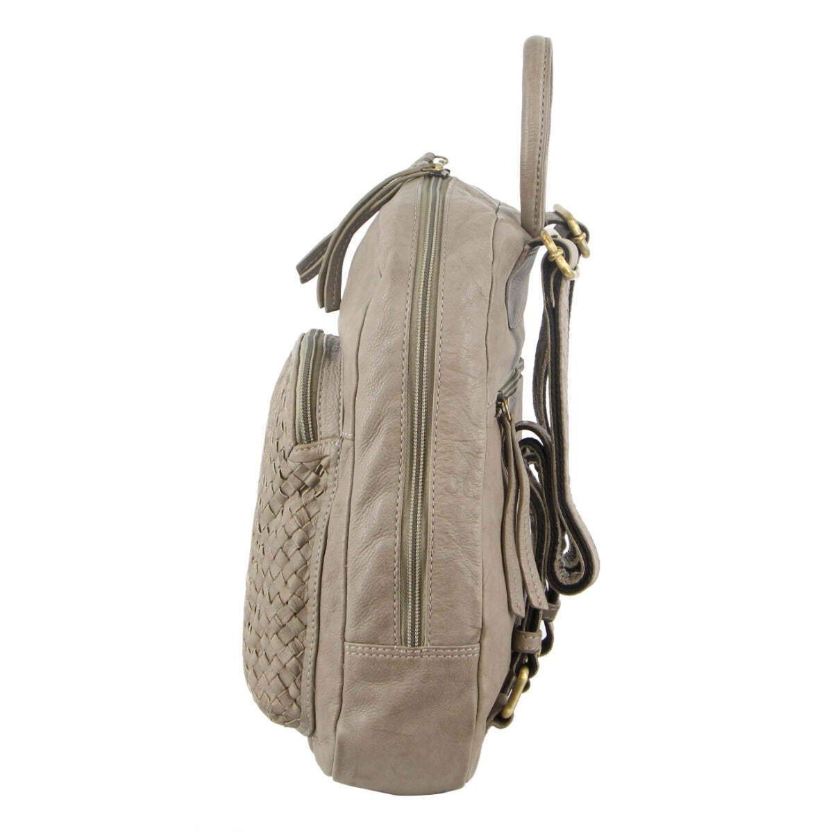 3Pc Set Pierre Cardin Womens Woven Leather Backpack + Cross-Body Bags - Sky Blue
