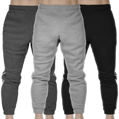 3x Mens Fleece Skinny Track Pants Jogger Gym Casual Sweat Warm - Assorted Colours - M