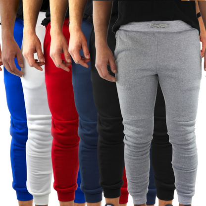 3x Mens Fleece Skinny Track Pants Jogger Gym Casual Sweat Warm - Assorted Colours - L