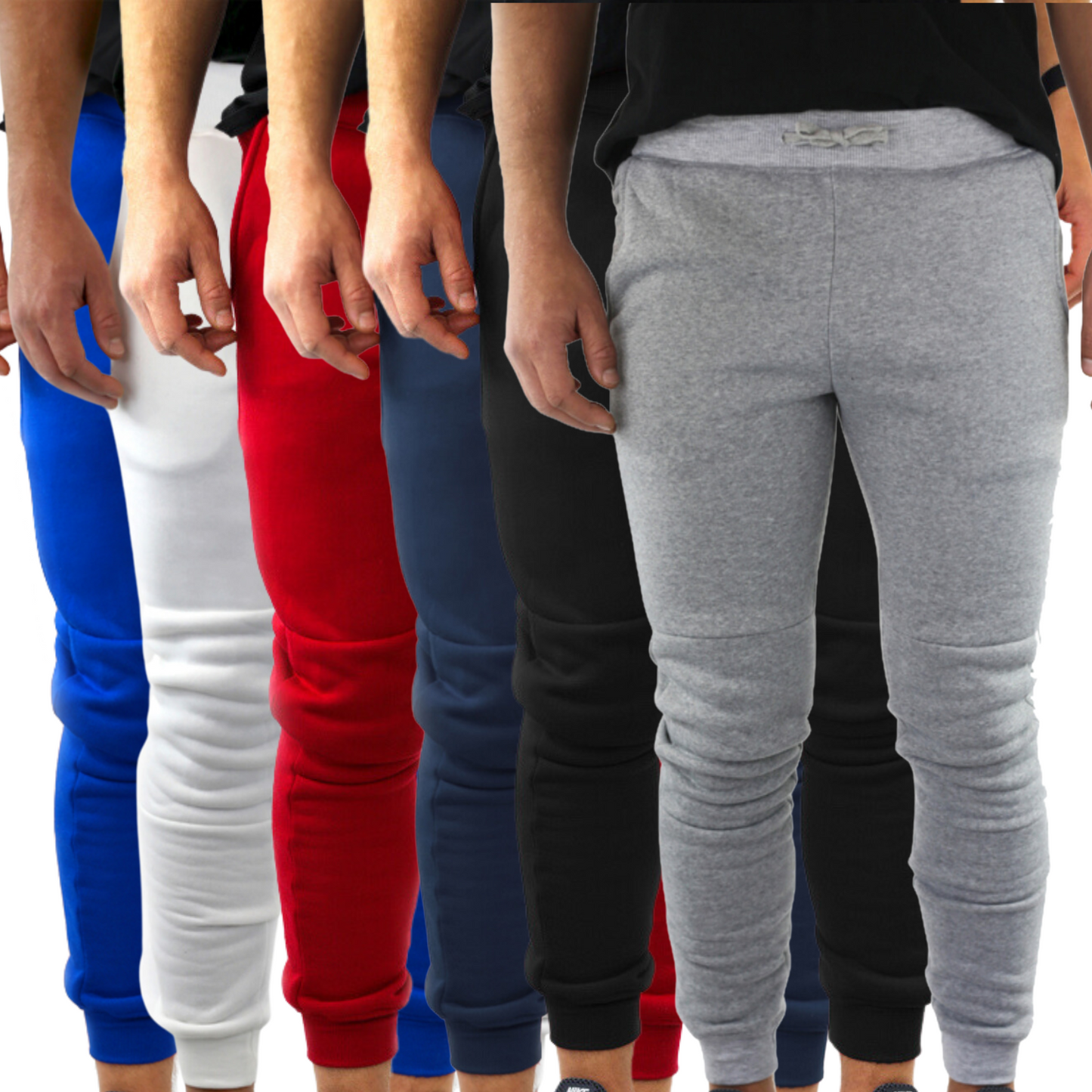 3x Mens Fleece Skinny Track Pants Jogger Gym Casual Sweat Warm - Assorted Colours - M