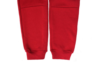 Mens Skinny Track Pants Joggers Trousers Gym Casual Sweat Cuffed Slim Trackies Fleece - Red - XL