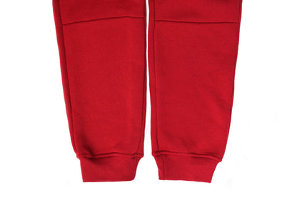 Mens Skinny Track Pants Joggers Trousers Gym Casual Sweat Cuffed Slim Trackies Fleece - Red - XXL