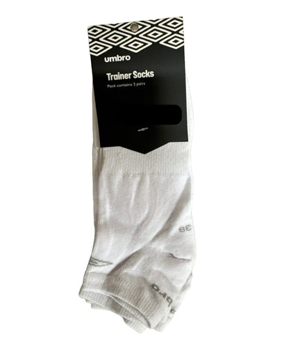 Umbro Mens Trainer Ankle Socks - White - 1 Pack of 3 Pairs - EU 43-46