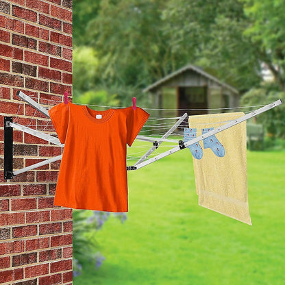 26m 5 Arm Wall Hang Mountable Clothes Airer Dryer Washing Line Bathroom Kitchen