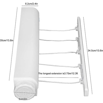 Retracting Clothesline 5 Line 18m Hanging Clothes Space Hanger