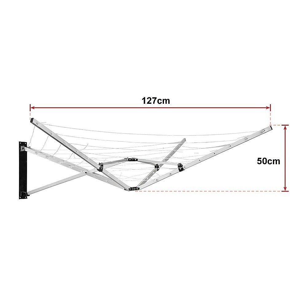 Wall Mounted 5 Arm 26m Clothes Airer Folding Concertina Cloth Dryer Washing Line