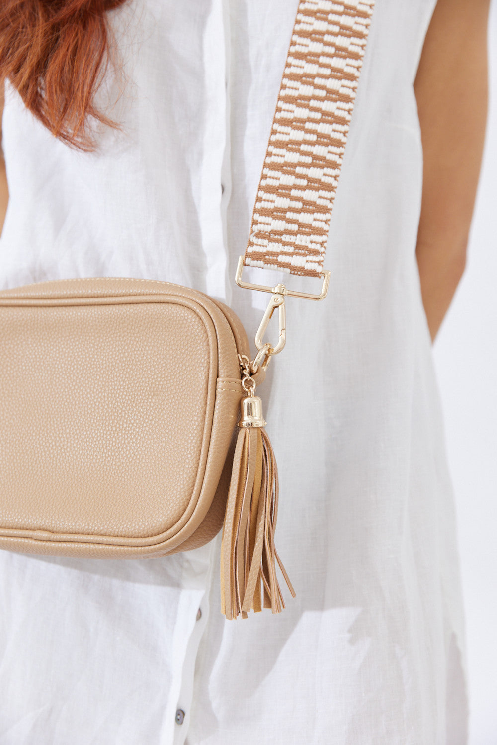 Vegan PU Leather Miami Crossbody - Beige