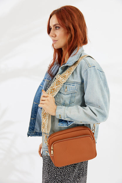 Vegan PU Leather California Crossbody - Tan