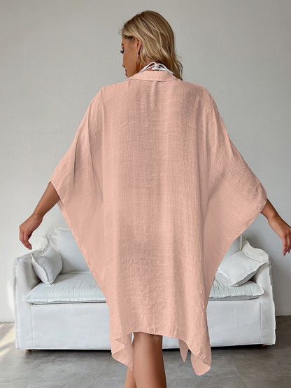 Light Pink Summer Beach Cover-Up- Bamboo Cotton Sun Protection Cardigan
