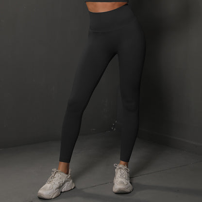 Size M Black Seamless High-Waisted Yoga Pants for Women - Lift Workout Leggings for Running, Gym, and Fitness