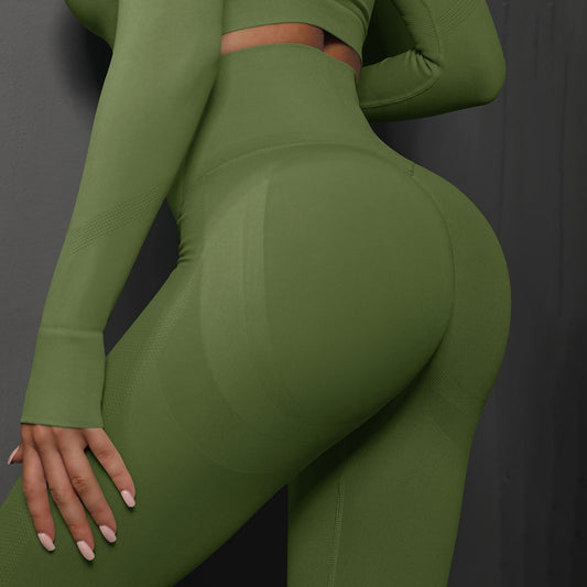 Size S Emerald Green Seamless High-Waisted Yoga Pants for Women - Lift Workout Leggings for Running, Gym, and Fitness
