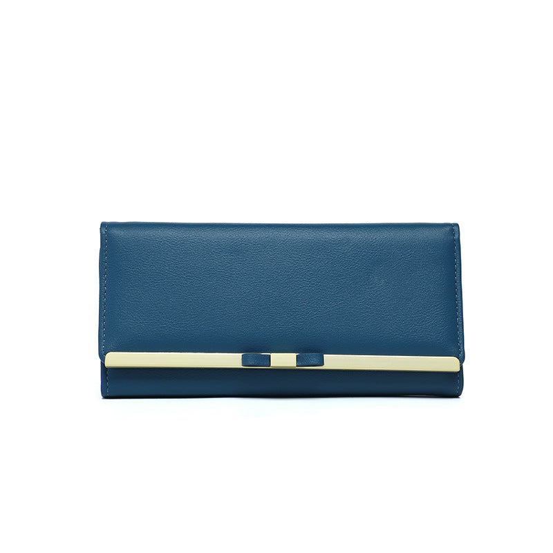 Blue Elegant Women's Long Wallet - Clutch Purse with Zip Coin Pocket & Card Slots