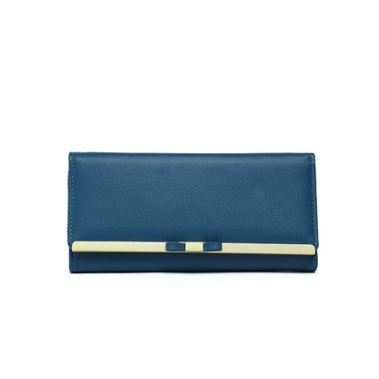 Blue Elegant Women's Long Wallet - Clutch Purse with Zip Coin Pocket & Card Slots