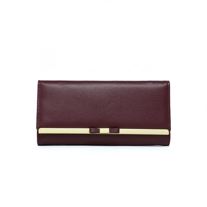 Claret Red Elegant Women's Long Wallet - Clutch Purse with Zip Coin Pocket & Card Slots