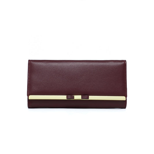 Claret Red Elegant Women's Long Wallet - Clutch Purse with Zip Coin Pocket & Card Slots
