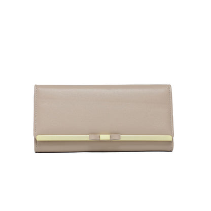 Khaki Elegant Women's Long Wallet - Clutch Purse with Zip Coin Pocket & Card Slots