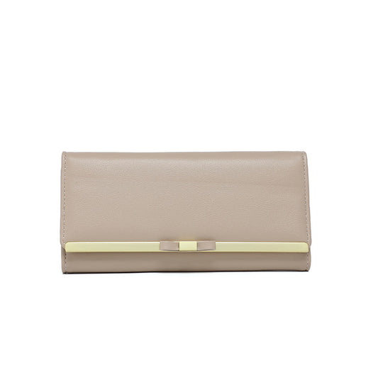Khaki Elegant Women's Long Wallet - Clutch Purse with Zip Coin Pocket & Card Slots