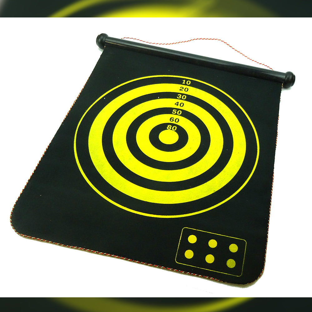 17" Magnetic Rollup Dart Board 6 Darts Large Double Side Dartboard Game