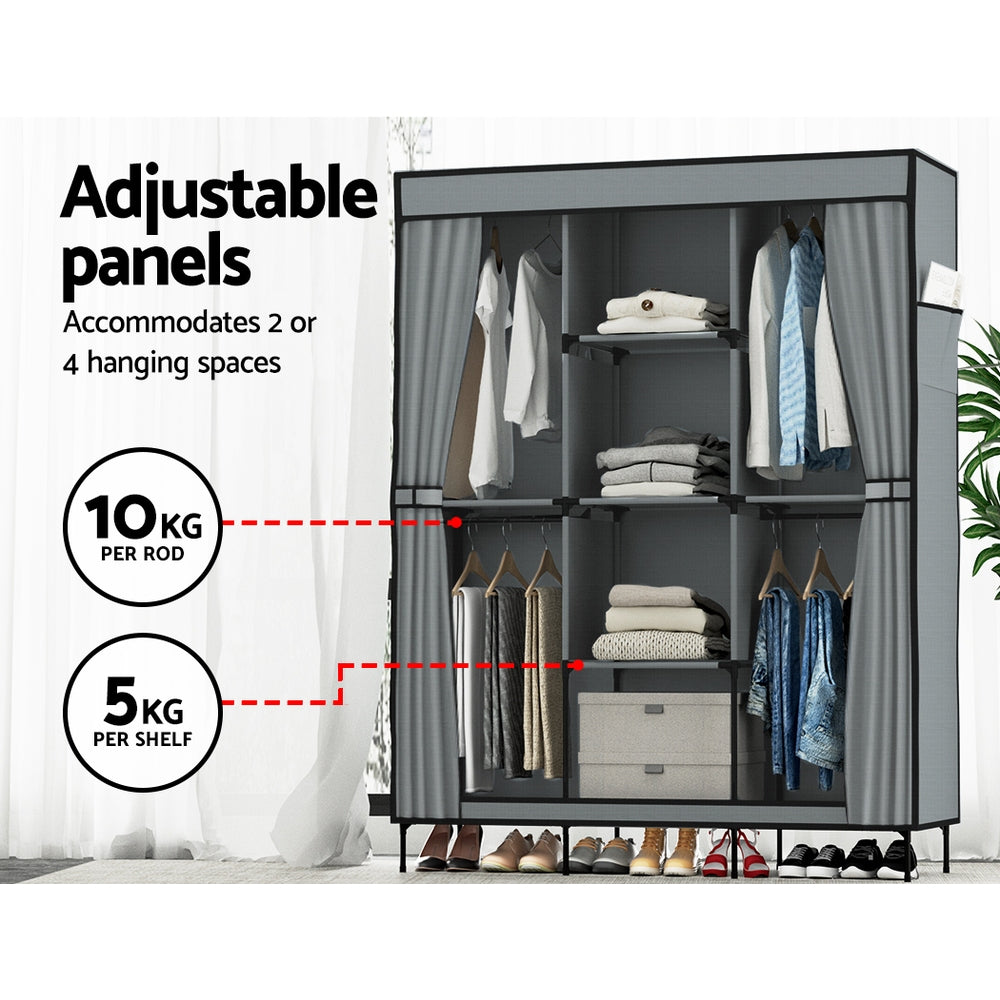 Artiss Clothes Wardrobe Closet Storage Large Portable Organiser with Shelf Grey