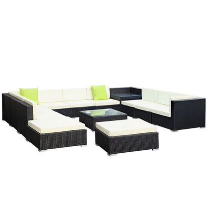 Gardeon 13PC Sofa Set with Storage Cover Outdoor Furniture Wicker