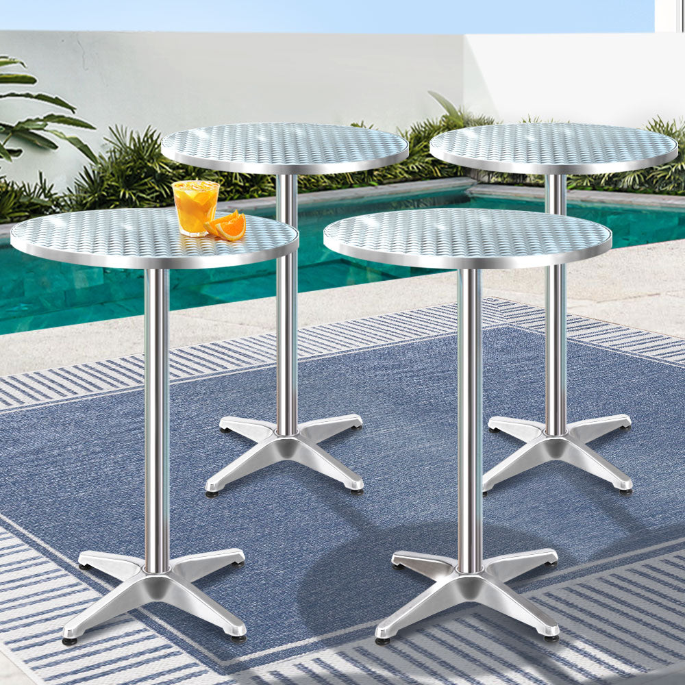 Gardeon 6pcs Outdoor Bar Table Furniture Adjustable Aluminium Cafe Table Round