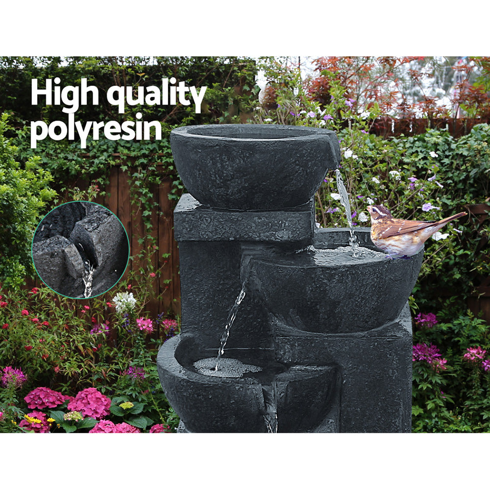 Gardeon 4 Tier Solar Powered Water Fountain with Light - Blue