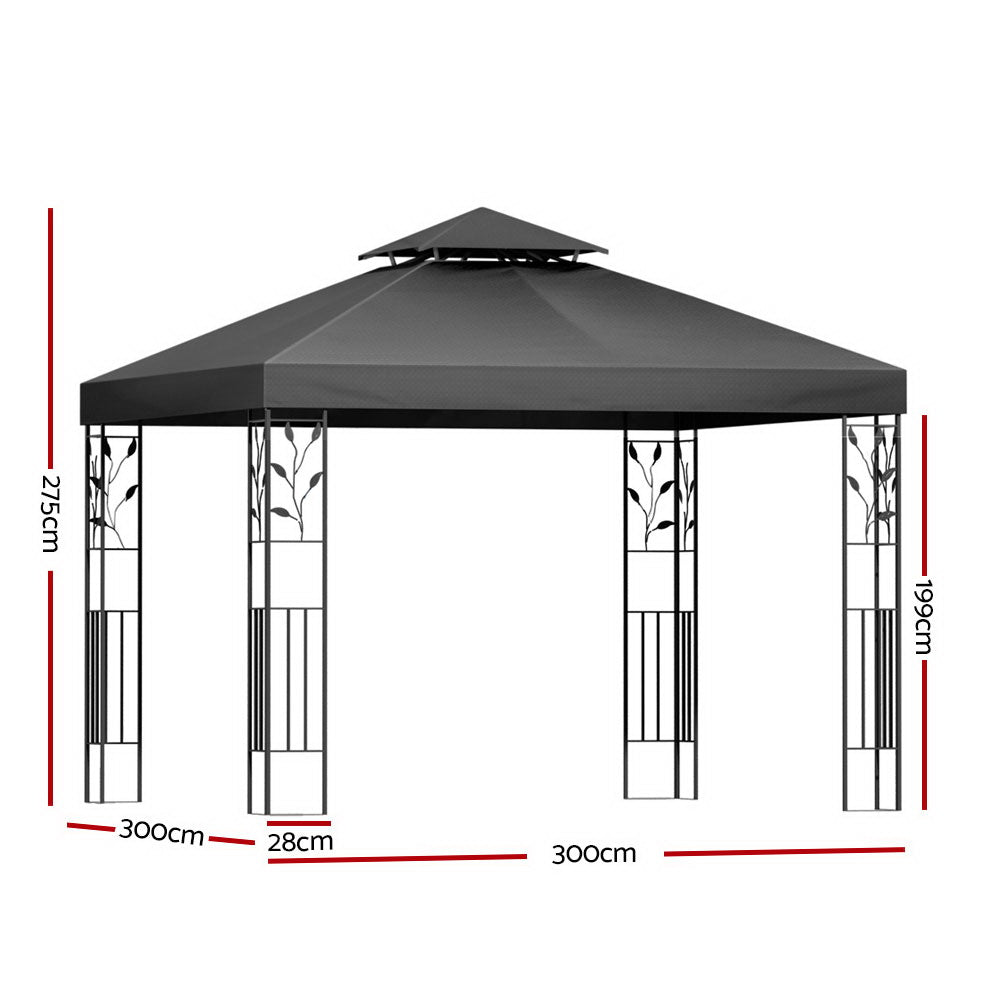 Instahut Gazebo 3x3m Party Marquee Outdoor Wedding Event Tent Iron Art Canopy