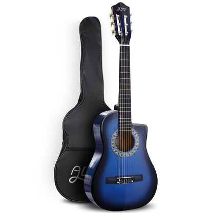 Alpha 34" Inch Guitar Classical Acoustic Cutaway Wooden Ideal Kids Gift Children 1/2 Size Blue