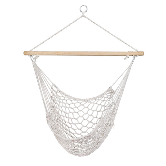 Gardeon Hammock Chair Outdoor Hanging Chair Camping Mesh Indoor Hammocks Cream