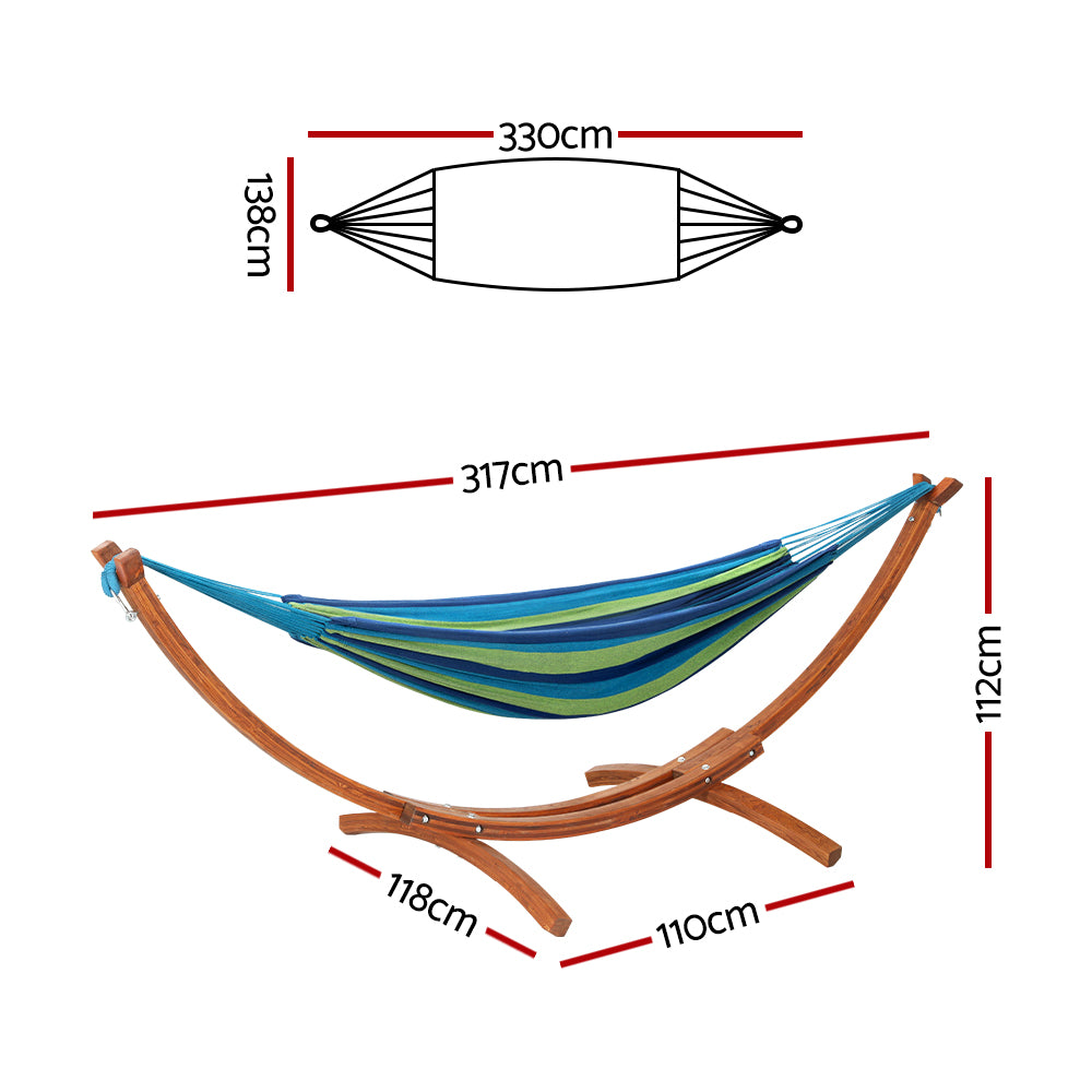 Gardeon Wooden Hammock Chair with Stand Outdoor Lounger Hammock Bed Timber