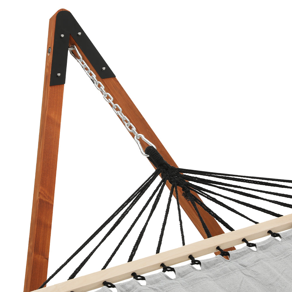 Gardeon Wooden Hammock Chair with Stand Linen Hammock Bed Timber Steel 200KG