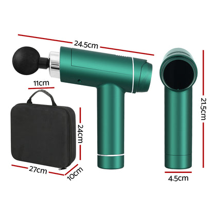 Everfit 30 Speed Massage Gun 6 Head Vibration Muscle Massager Percussion Relief Green