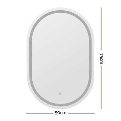 Embellir LED Wall Mirror With Light 50X75CM Bathroom Decor Oval Mirrors Vanity