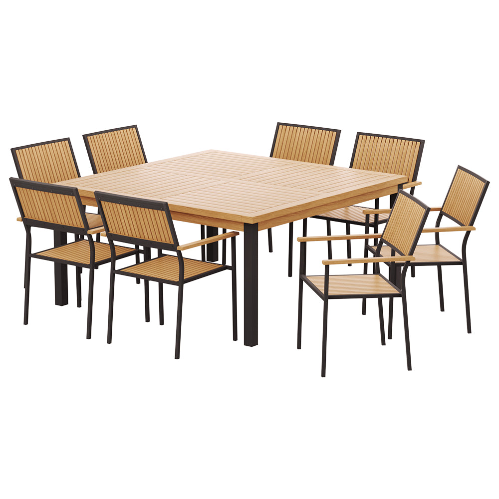 Gardeon 8-seater Outdoor Furniture Dining Chairs Table Patio 9pcs Acacia Wood